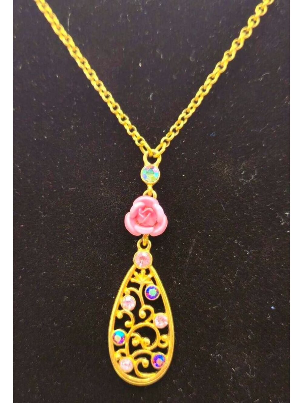 Gold-Tone Filigree Necklace and Earring Set
